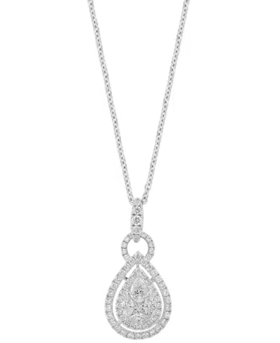 Effy Collection Effy Diamond Mixed Cut Teardrop Halo 18" Pendant Necklace (1 Ct. T.w.) In 14k Gold (also In White Go In Gold