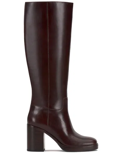 Vince Camuto Gibi Womens Extra Wide Calf Leather Knee-high Boots In Brown