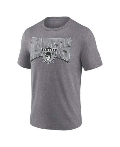Fanatics Men's Heather Gray Las Vegas Raiders Warped Block Tri-blend T-shirt In Gray