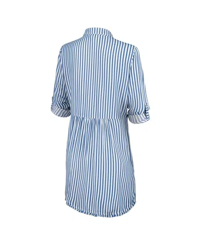 Tommy Bahama Women's Blue/white San Francisco 49ers Chambray Stripe Cover-up Shirt Dress In Blue