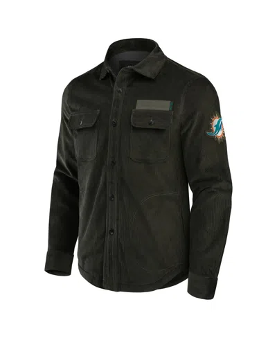 Fanatics Men's Olive Oregon Ducks Corduroy Full-button Shacket In Black