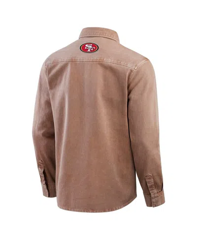 Fanatics Men's Brown New York Giants Garment Dyed Long Sleeve Full Snap Shirt In Brown