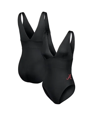 Tommy Bahama Women's Black Los Angeles Dodgers Palm Modern V-neck One-piece Swimsuit In Black