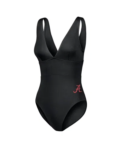 Tommy Bahama Women's Black Los Angeles Dodgers Palm Modern V-neck One-piece Swimsuit In Black