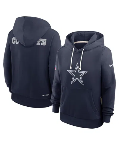 Nike Women's Navy Dallas Cowboys Sideline Initial Homeâ Performance Pullover Hoodie In Blue