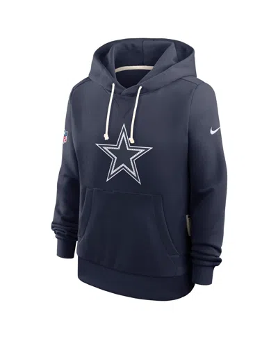 Nike Women's Navy Dallas Cowboys Sideline Initial Homeâ Performance Pullover Hoodie In Blue
