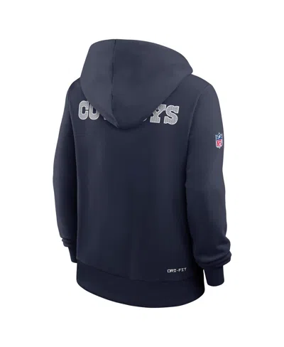 Nike Women's Navy Dallas Cowboys Sideline Initial Homeâ Performance Pullover Hoodie In Blue
