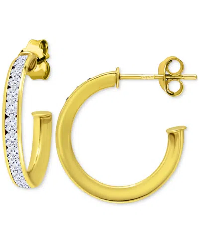 Giani Bernini Cubic Zirconia Channel Set Small Hoop Earrings, 0.75", Macy's Exclusive In Gold