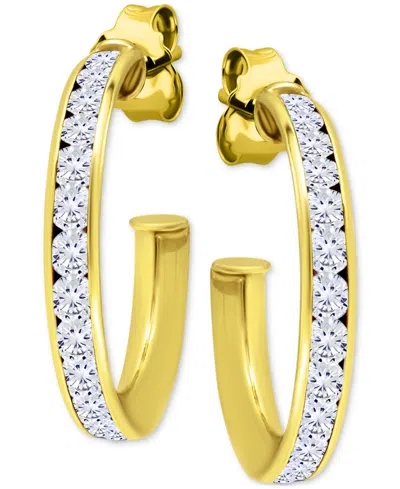 Giani Bernini Cubic Zirconia Channel Set Small Hoop Earrings, 0.75", Macy's Exclusive In Gold