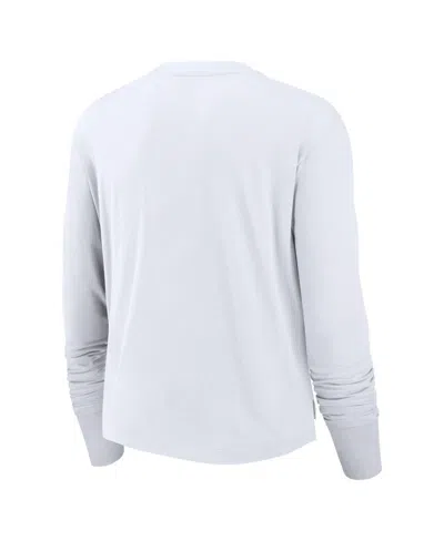 Nike Women's White Los Angeles Rams Layered Logo Cropped Long Sleeve Fashion T-shirt In White