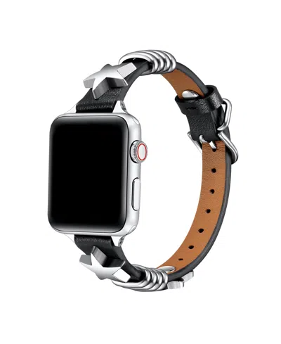 Posh Tech Austin Star Leather Band For Apple Watch In Black