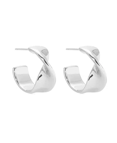 Ettika Heirloom Twist Small Hoops Earrings In Silver