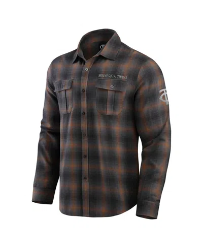 Fanatics Men's Charcoal Miami Dolphins Classic Flannel Long Sleeve Button-up Shirt In Brown