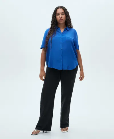 Mango Women's Short Sleeve Shirt In Blue