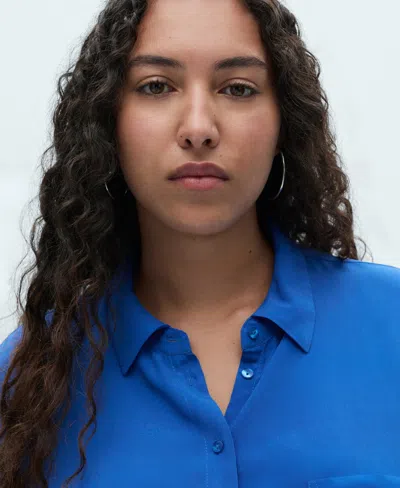 Mango Women's Short Sleeve Shirt In Blue