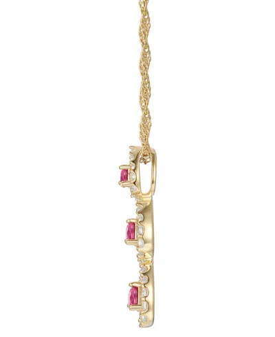 Macy's Ruby (1/3 Ct. T.w.) & Diamond (1/4 Ct. T.w.) Triple Halo Graduated 18" Pendant Necklace In 10k Gold In Gold
