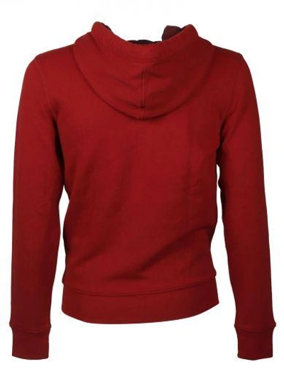 Shop Burberry Embroidered Logo Hoodie In Red
