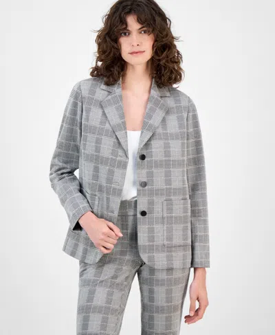 Anne Klein Women's Plaid Triple-button Notched-collar Blazer In Multi