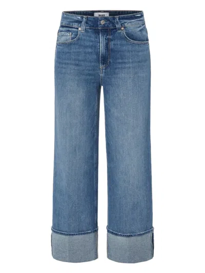 Paige Sasha Cuffed High Waist Ankle Wide Leg Jeans In Blue