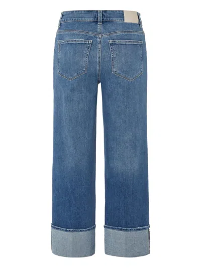 Paige Sasha Cuffed High Waist Ankle Wide Leg Jeans In Blue