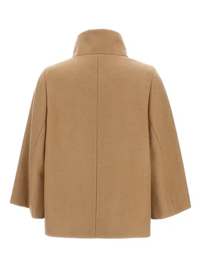 Fay Structured Jacket With Pockets And High Collar In Brown