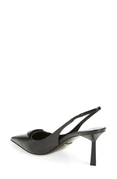 Prada (wmns)  Patched Logo Brushed Leather Slingback Heels 'black'
