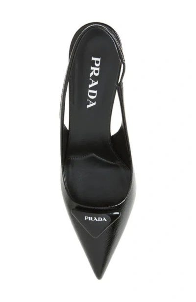 Prada (wmns)  Patched Logo Brushed Leather Slingback Heels 'black'