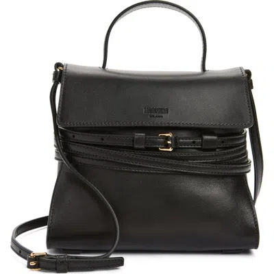 Moschino Structured Sheepskin Shoulder Bag In Brown
