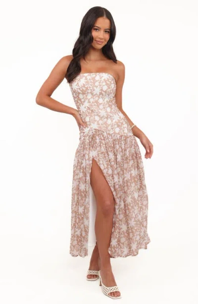 Petal And Pup Petal & Pup Nyx Strapless Drop Waist Maxi Dress In Brown