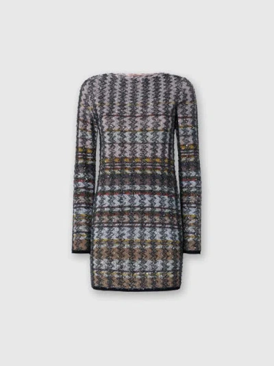 Missoni Embroidered Knit Mini Dress In Multi