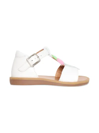 Pom D'api Ice-cream Leather Sandals In White