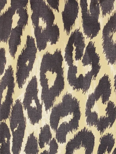 Jil Sander Leopard Print Coated Linen Crop Jacket In Black