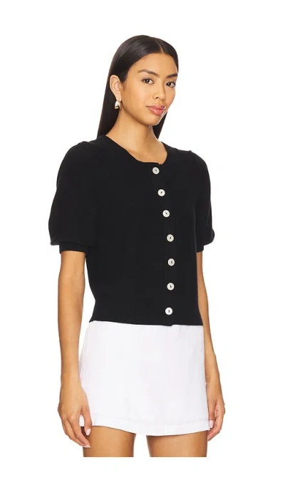 Free People Isla Wool Blend Solid Short Sleeve Cardigan In Black