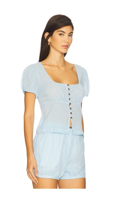 Ciao Lucia Risi Gingham Button-front Top In Blue