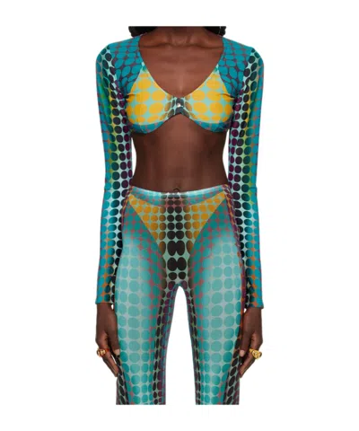 Jean Paul Gaultier Long-sleeve Polka Dot Top In Multi