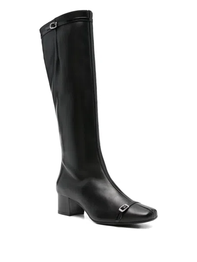 Carel Paris Buckle-detail Leather Boots In Black