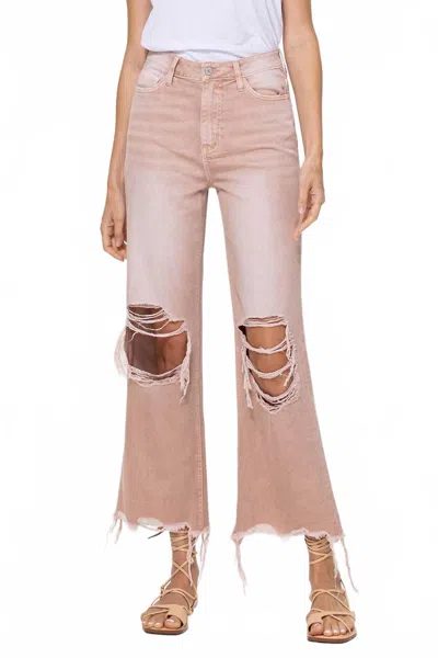 Vervet By Flying Monkey 90's Vintage Crop Flare Jean In Brown In Pink