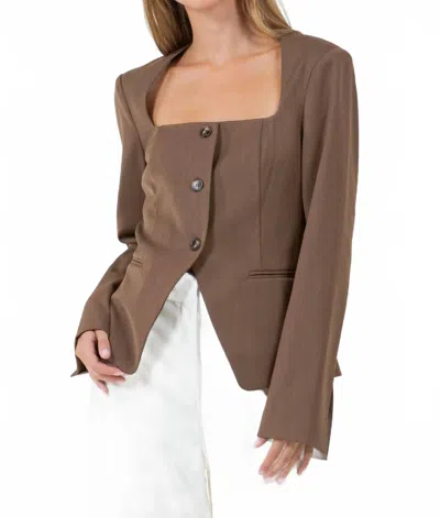 Whiteroom+cactus Ellen Button Front Top In Taupe In Gray