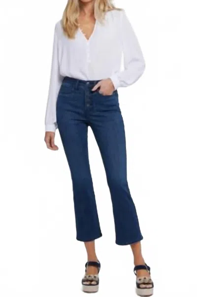 Nydj Billie Exposed Button High Waist Ankle Mini Bootcut Jeans In Blue