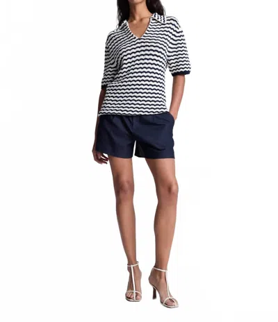 A.l.c Logan Striped Oversized Knit Top In Navy Stripe In Multi