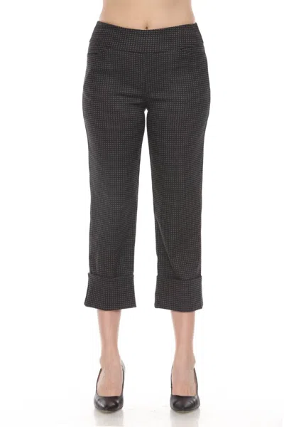 Joseph Ribkoff Check Pull On Roll Up Cropped Pant In Black/grey In Gray