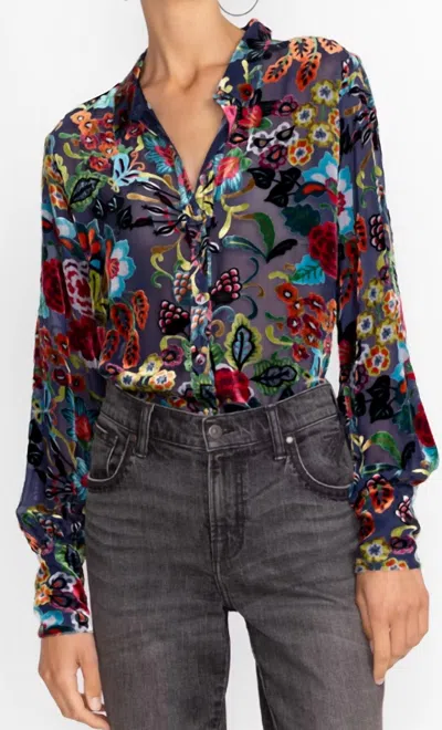 Johnny Was Minto Burnout Yrene Blouse In Multi Color In Multi