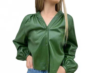 Dolce Cabo Harper Leather Button-down Top In Green In Green