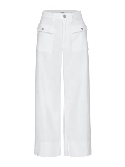 Frame The Pencil Crop High Waist Ankle Slim Straight Leg Jeans In White