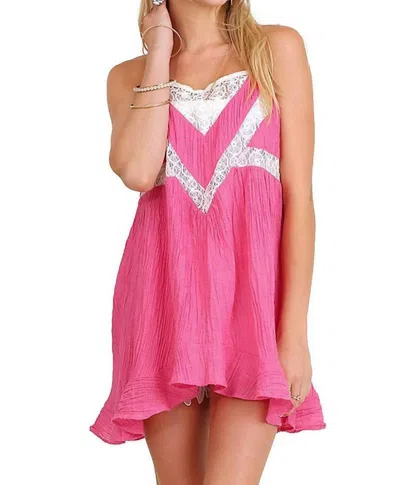 Umgee Ruffle & Lace Sleeveless Tunic In Fuchsia In Pink