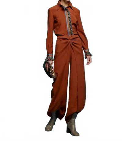 Silvia Tcherassi Canturipe High Waist Pant In Cacao In Multi