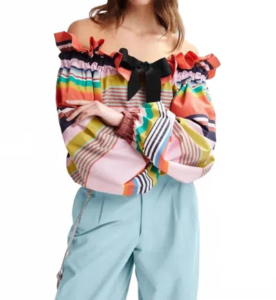 Essentiel Antwerp Horegon Voluminous Top In Tutu Turquoise In Multi