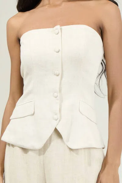 Sugarlips Candida Strapless Button Up Top In Natural In White