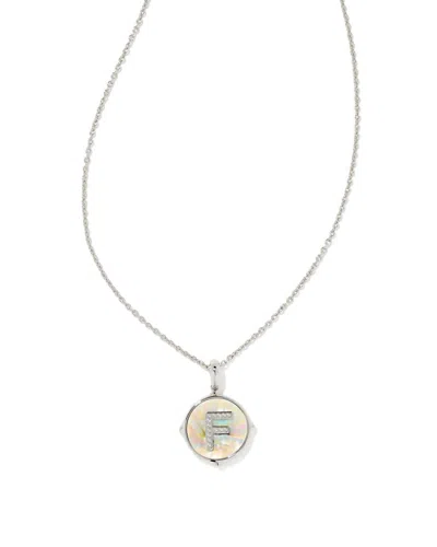 Kendra Scott Letter F Disc Reversable Pendant Necklace In Silver In Gray