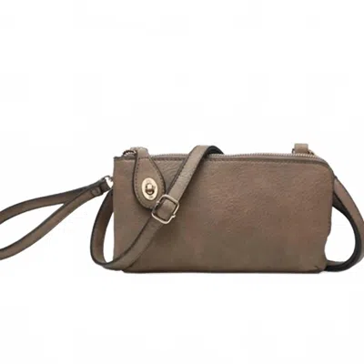 Jen & Co. Crossbody Wristlet Clutch With Twist Lock Closure In Khaki In Green
